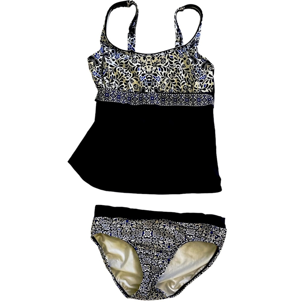 Lands End Two Piece Tunic Bathing Swimsuit